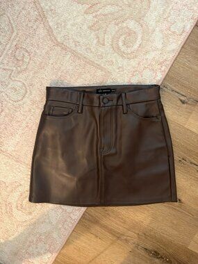 Good American Faux-Leather Mini Skirt in Brown size 0 NWT